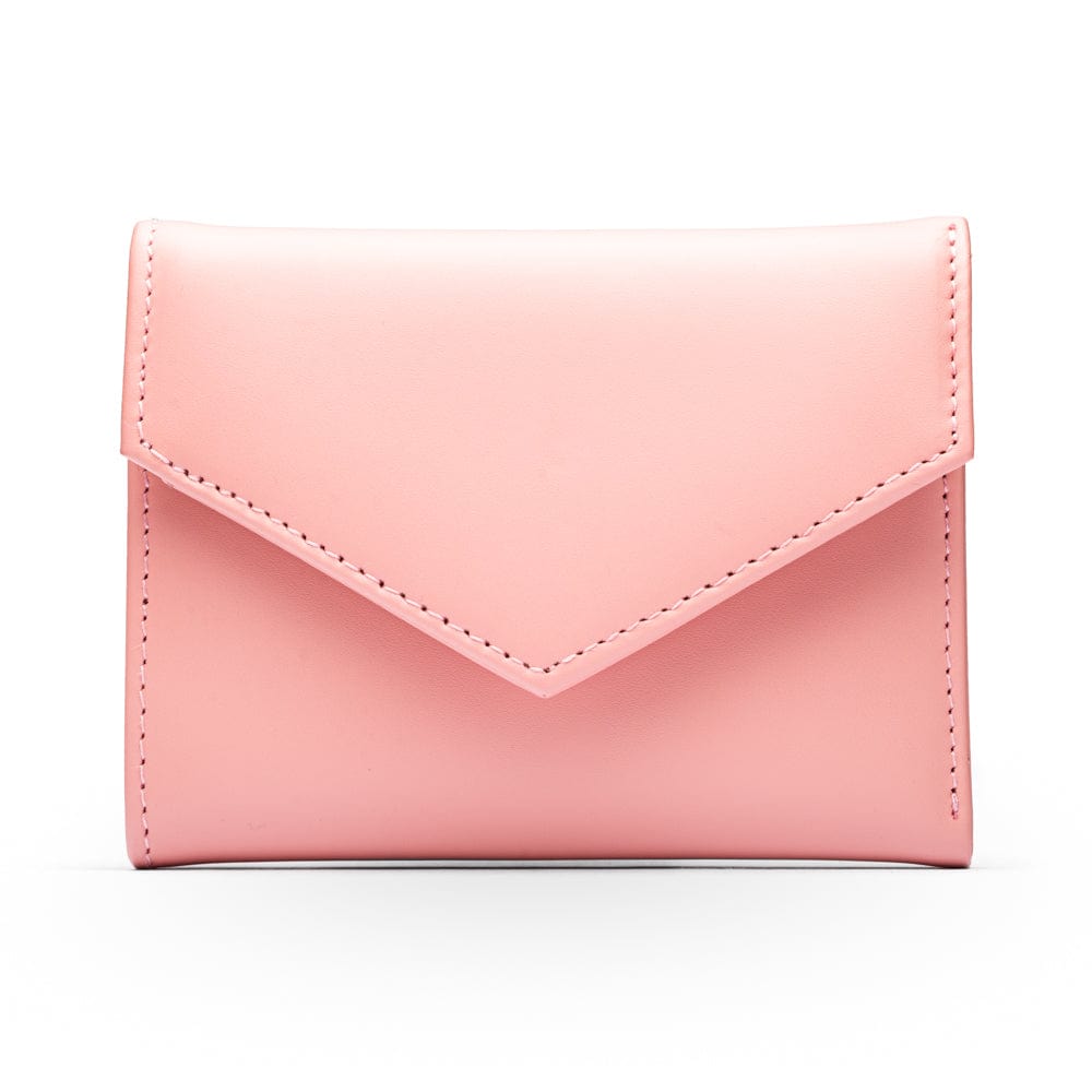 RFID blocking leather envelope purse, pink, front