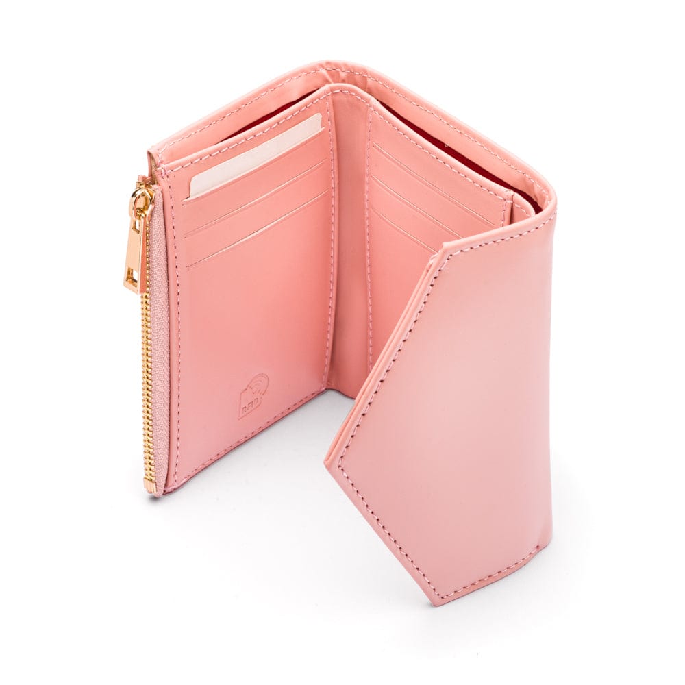 RFID blocking leather envelope purse, pink, interior