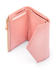 RFID blocking leather envelope purse, pink, interior