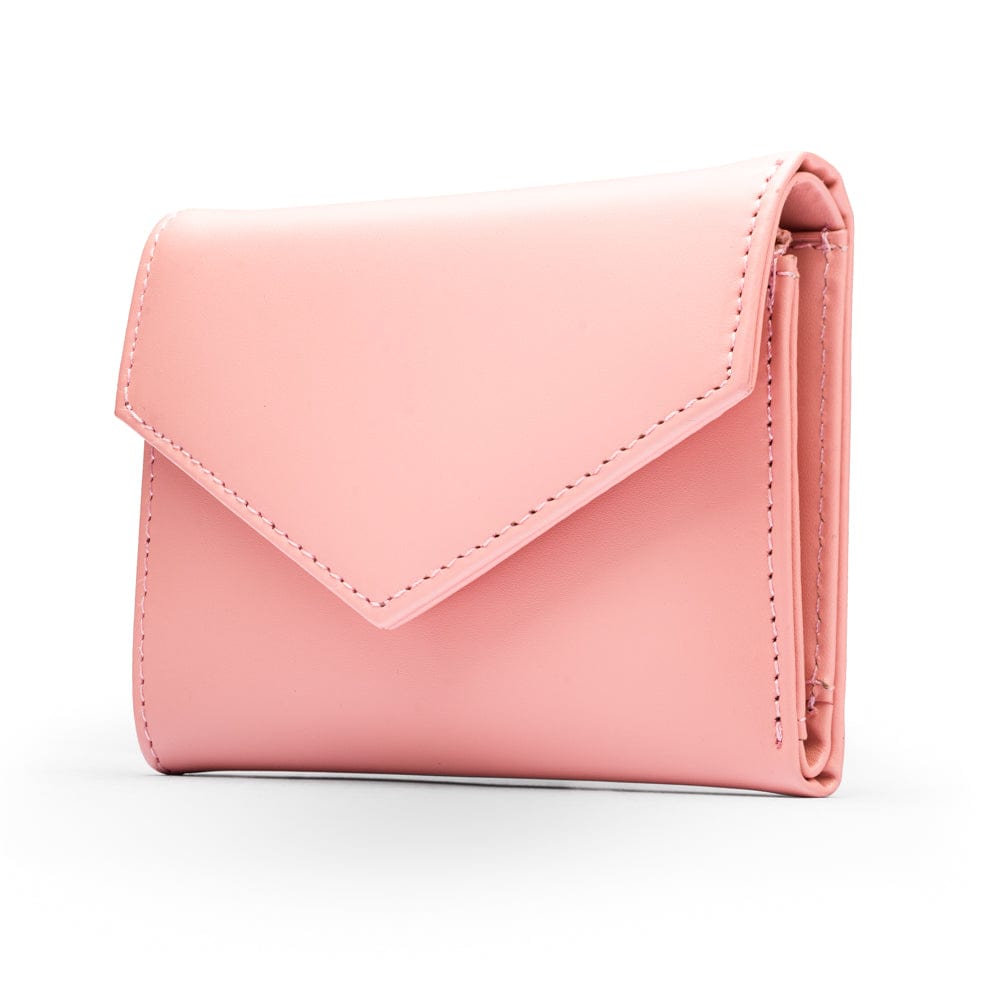 RFID blocking leather envelope purse, pink, side