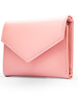 RFID blocking leather envelope purse, pink, side