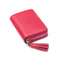 Pink Saffiano Zip Around Accordion Coin Purse With Tassel