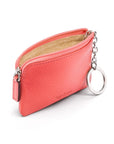 Small leather zip coin purse, pink, back