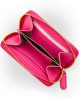 Small leather zip around purse, pink, inside view