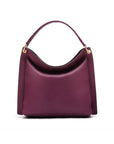 Carol Ann slouchy leather shoulder bag, purple, front