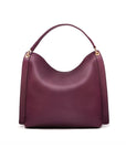 Slouchy leather shoulder bag, purple, back