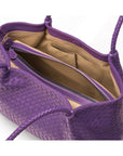 Woven leather slouchy bag, purple, inside