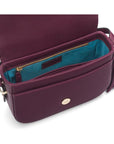 Leather saddle bag, purple, inside