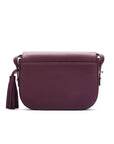 Leather saddle bag, purple, back