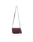 Leather saddle bag, purple, with shoulder strap