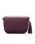 Leather saddle bag, purple, front