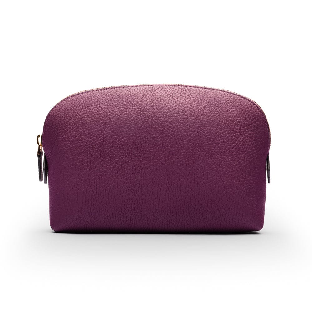 Leather cosmetic bag, purple, front