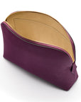 Leather cosmetic bag, purple, inside