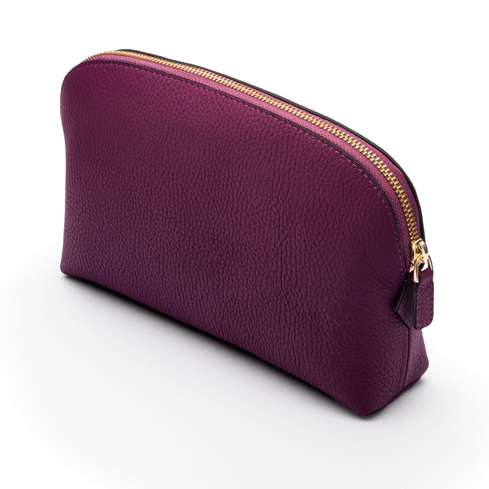 Leather cosmetic bag, purple, side