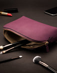 Leather cosmetic bag, purple, lifestyle