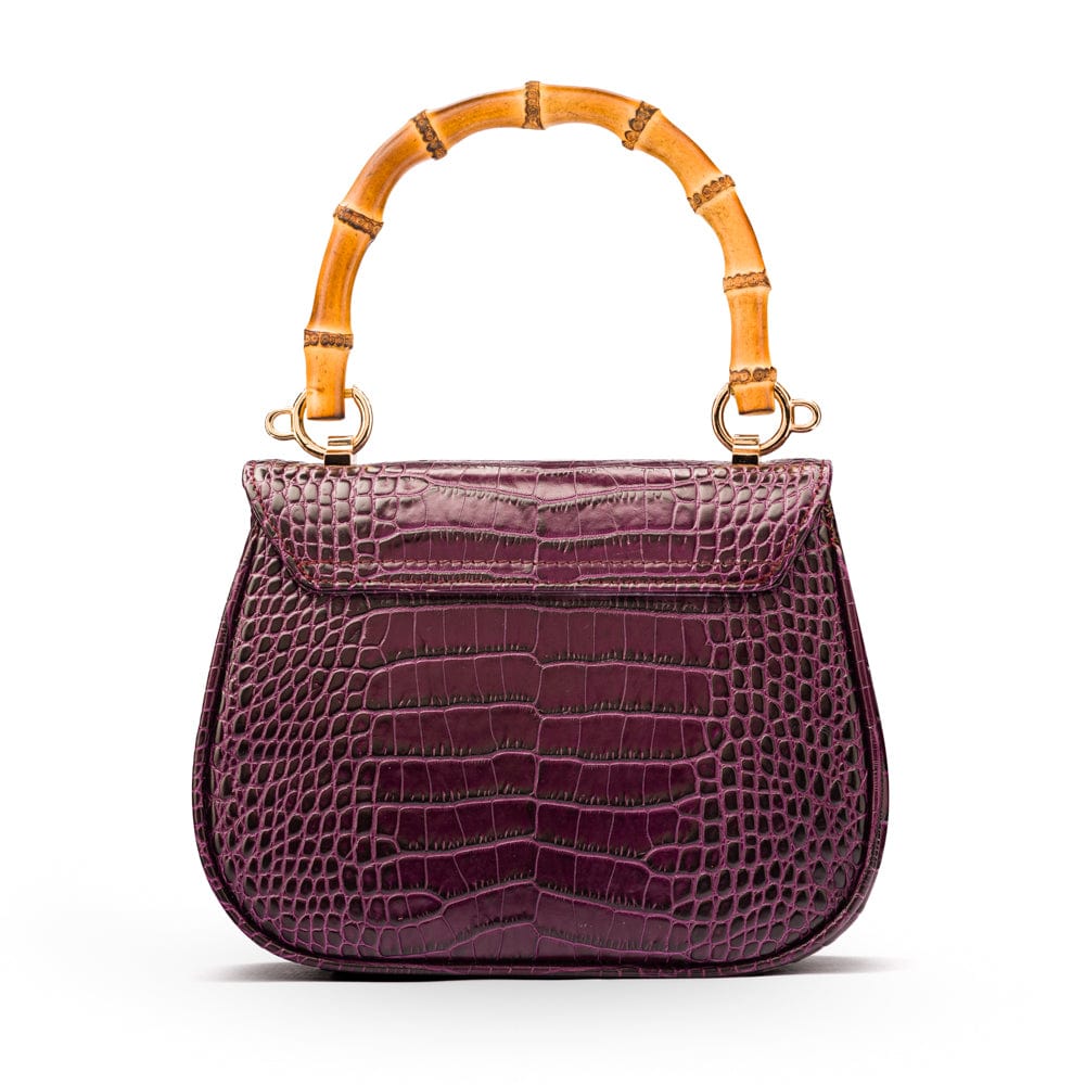 Bamboo handle bag, pink croc, back view