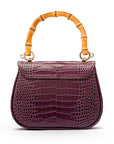 Bamboo handle bag, pink croc, back view