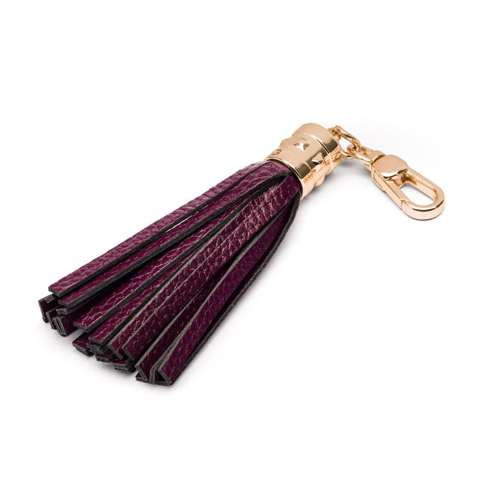 Decorative leather tassel, purple