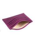 Purple Full Grain Flat Leather 8 Credit Card Wallet