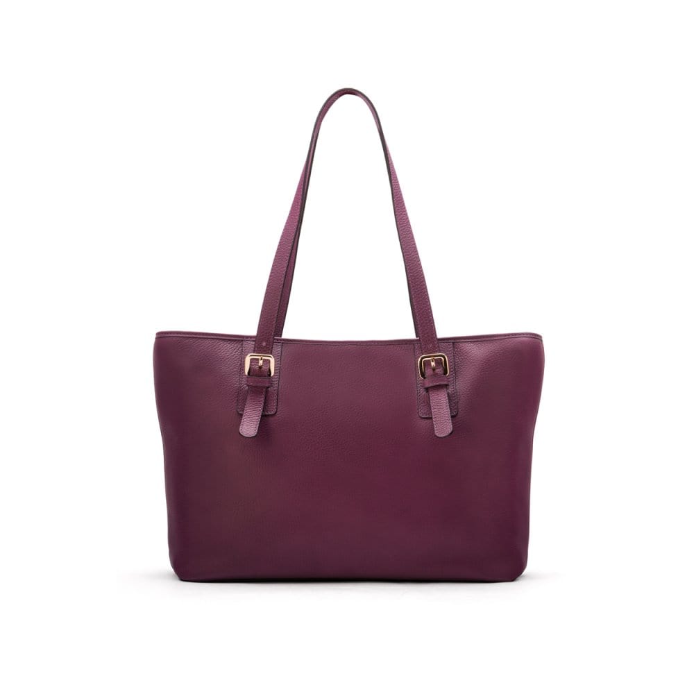 Women's leather 13" laptop workbag, purple, front