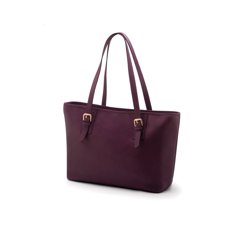 Women's leather 13" laptop workbag, purple