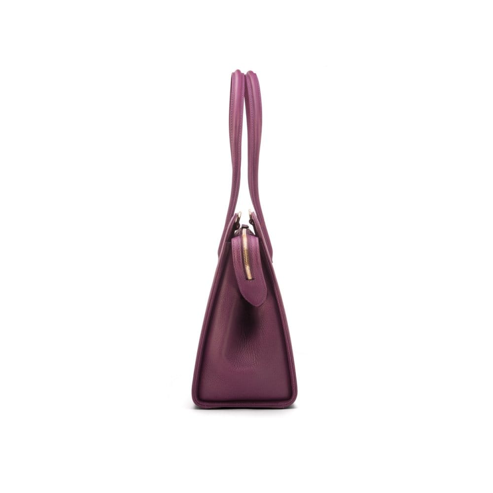 Ladies' leather 15" laptop handbag, purple, side view