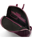 Ladies leather backpack, purple, inside