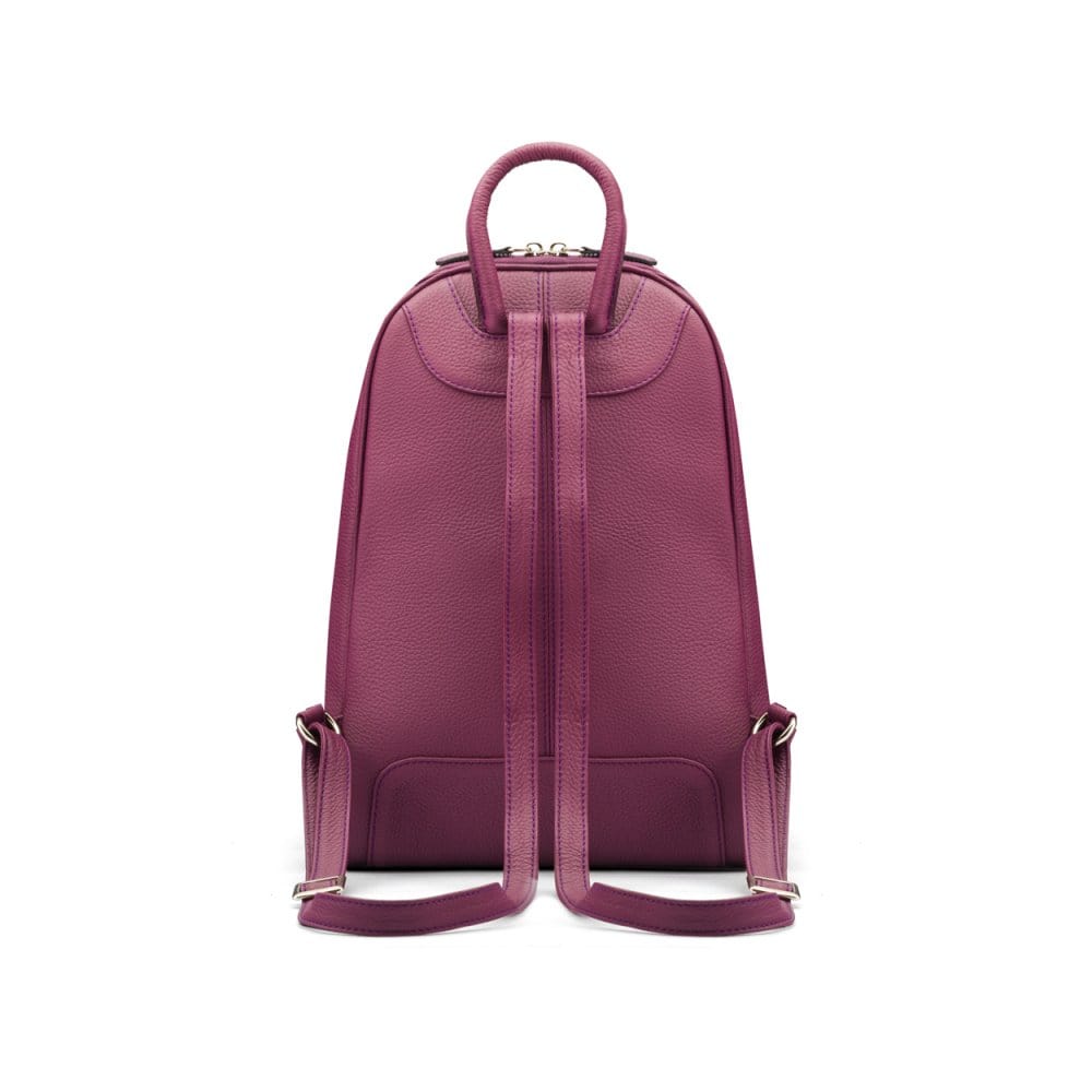 Ladies leather backpack, purple, back