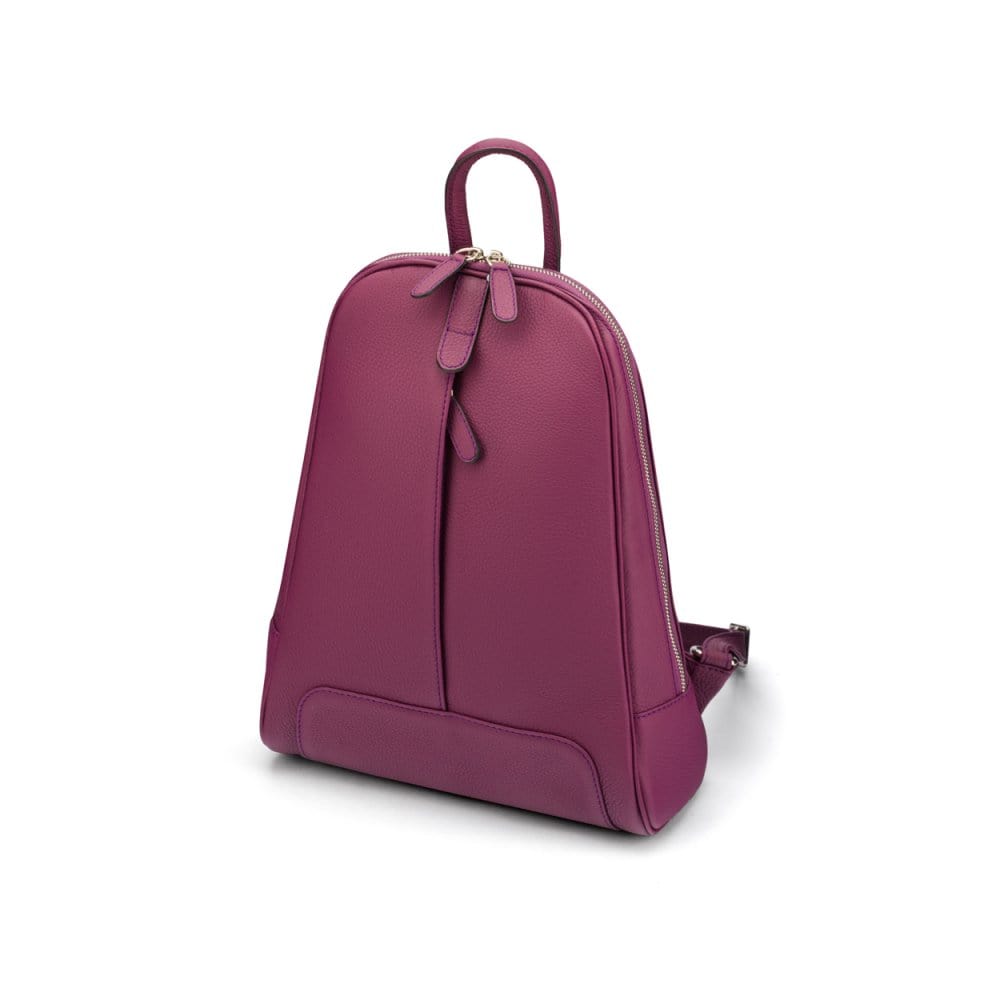 Ladies leather backpack, purple, side