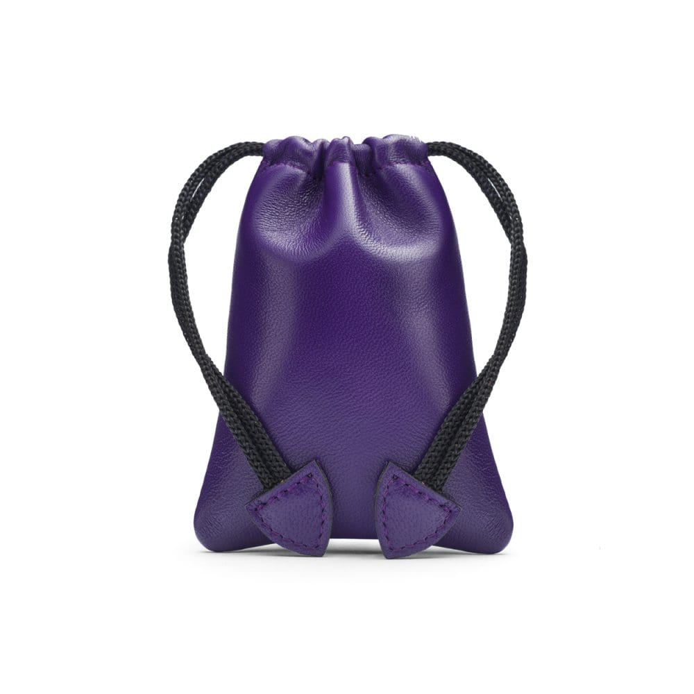 Purple Leather Drawstring Coin Pouch