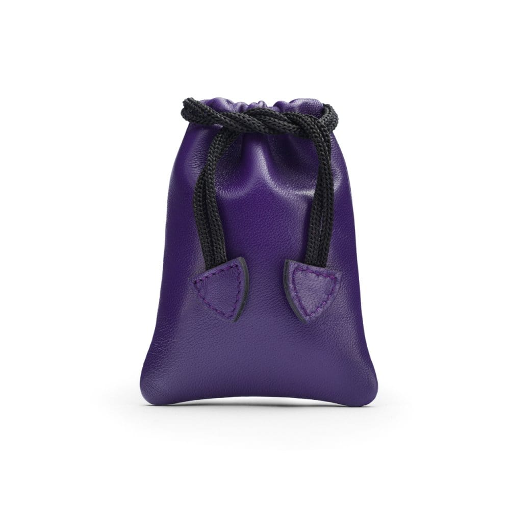 Purple Leather Drawstring Coin Pouch