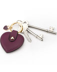 Leather heart shaped key ring, purple