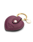Leather heart shaped key ring, purple, back