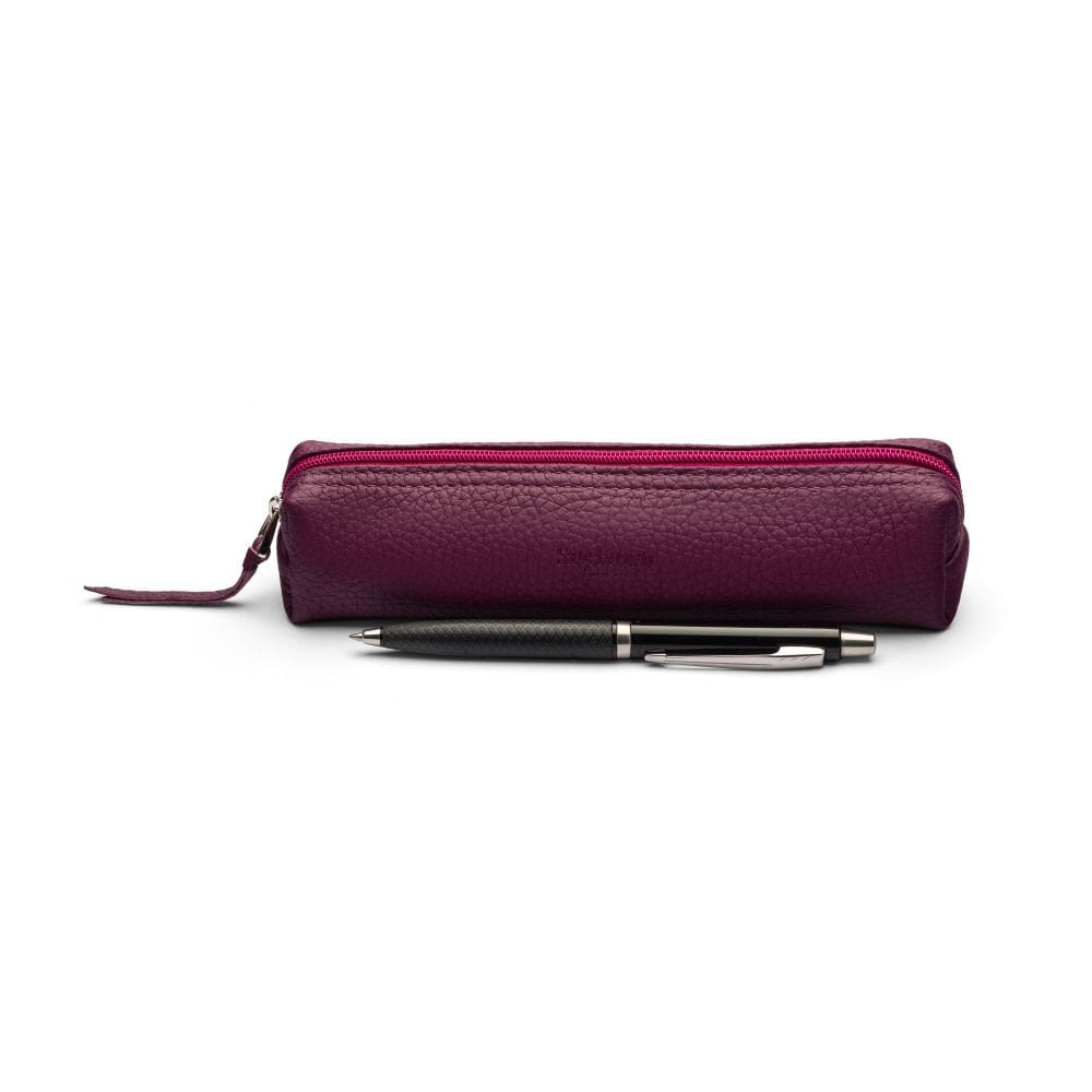Leather pencil case, purple