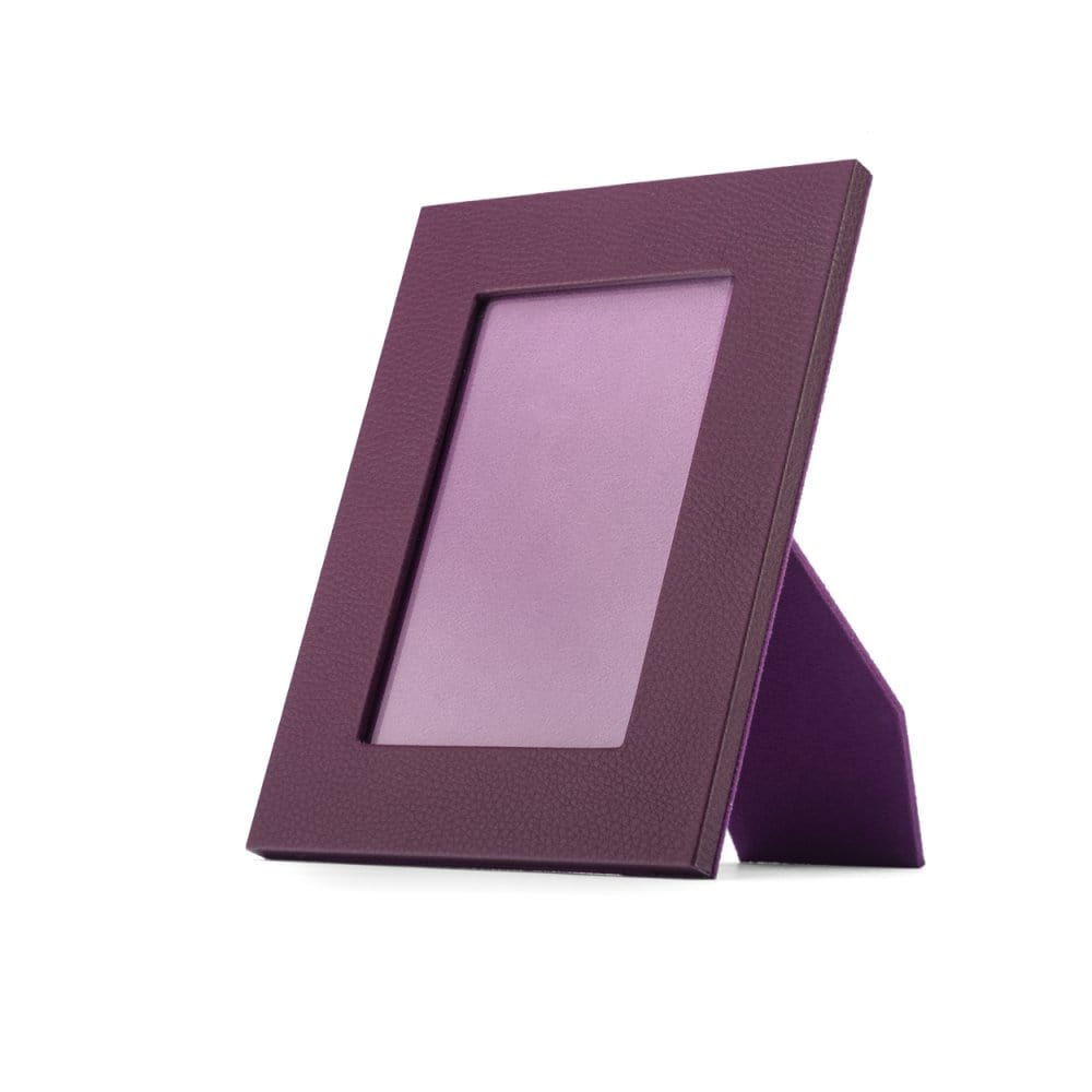 Leather photo frame, purple, 8x6", front