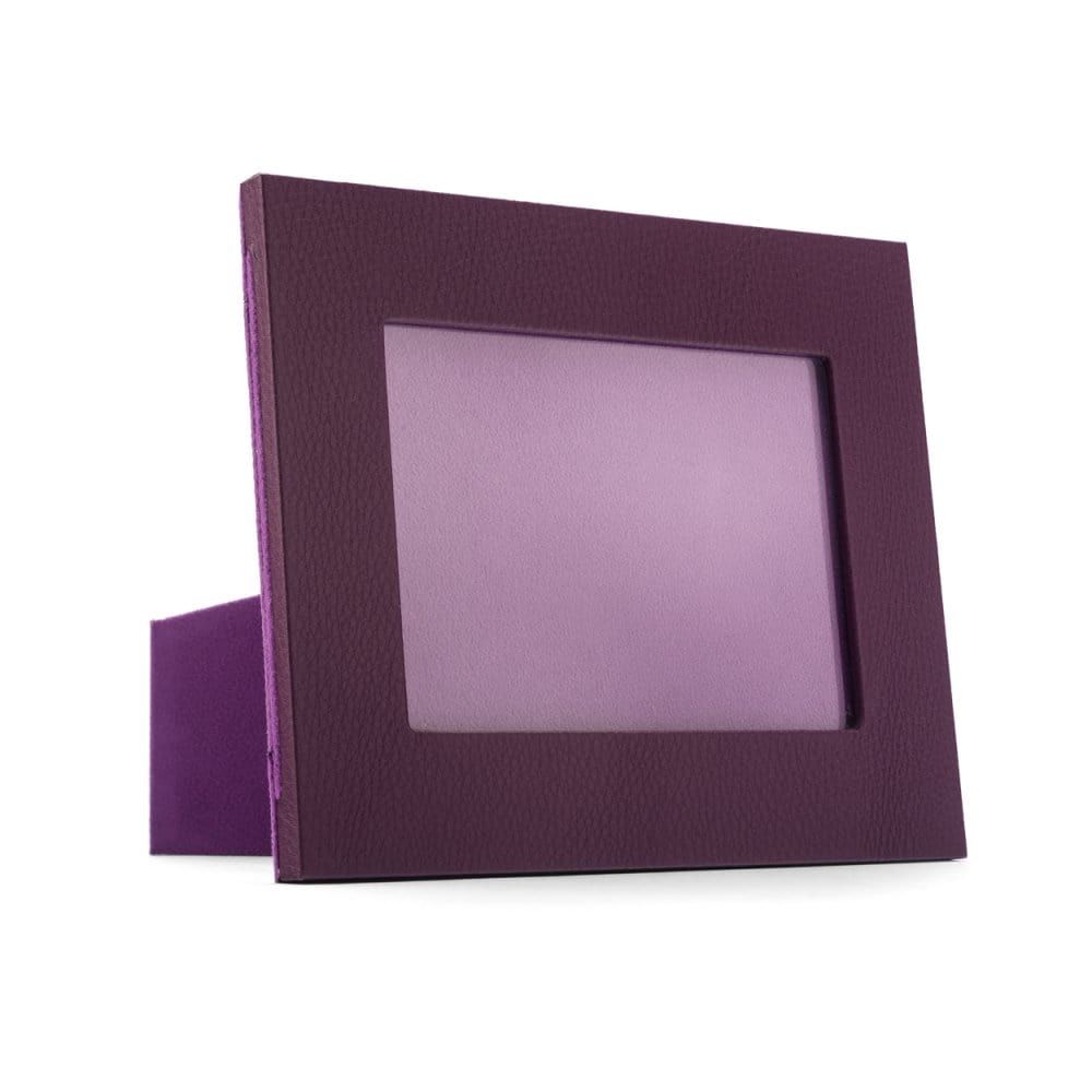 Leather photo frame, purple, 8x6", landscape