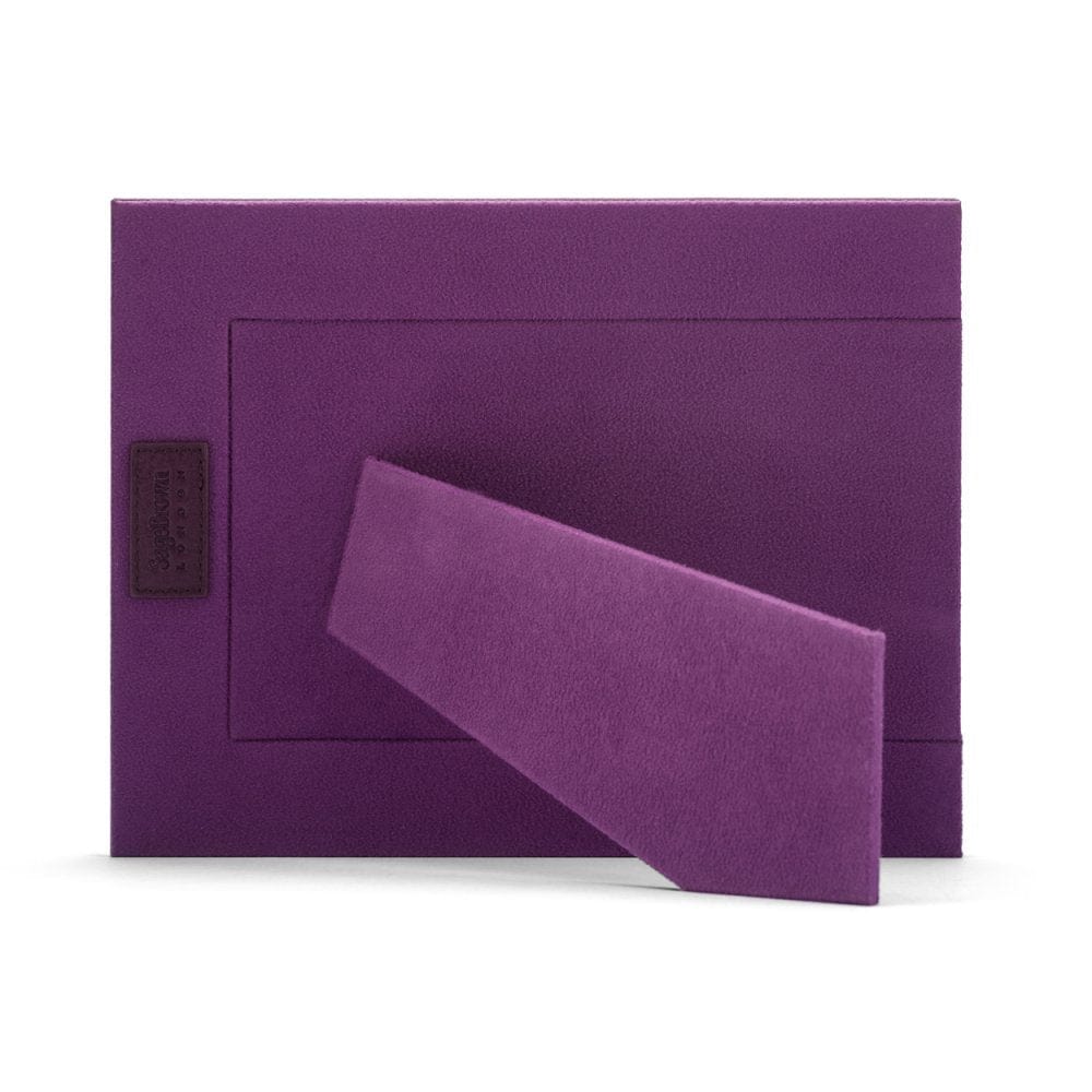 Leather photo frame, purple, 8x6", landscape back