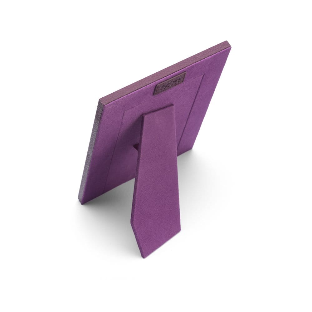 Leather photo frame, purple, 8x6", back