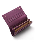 Leather Mayfair concertina purse, purple, inside