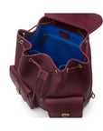 Leather backpack with pockets, purple, inside