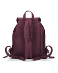 Leather backpack with pockets, purple, back