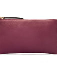 Medium leather makeup bag, purple, front