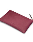 Medium leather makeup bag, purple, back