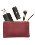 Medium leather makeup bag, purple