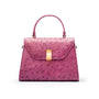 Ostrich leather top handle bag, purple, front