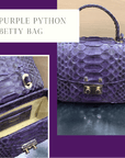 Small real python top handle bag, purple