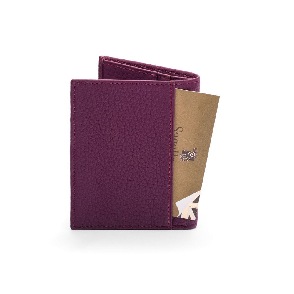 RFID leather wallet with 4 CC, purple, back