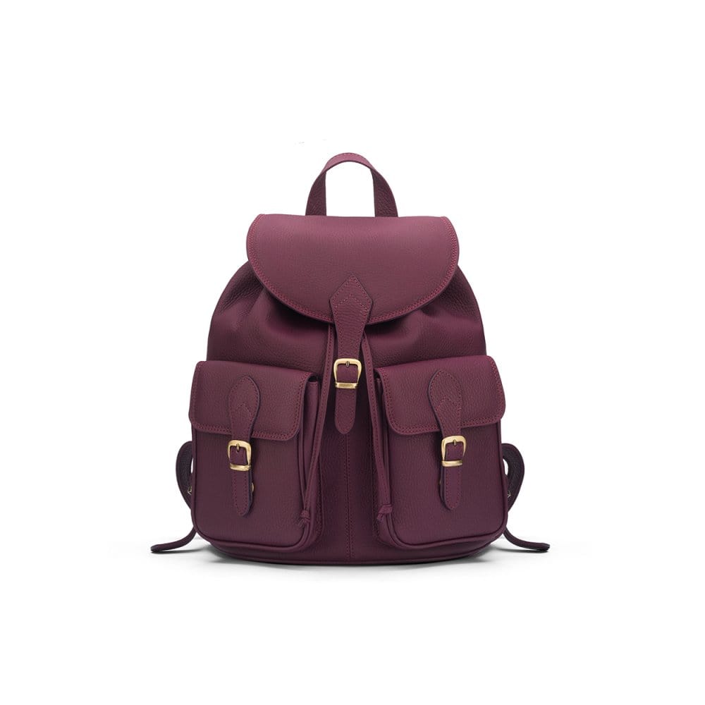 Small leather backpack, purple, front
