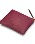 Small leather makeup bag, purple, back