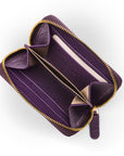 Small zip around purse, purple, inside view